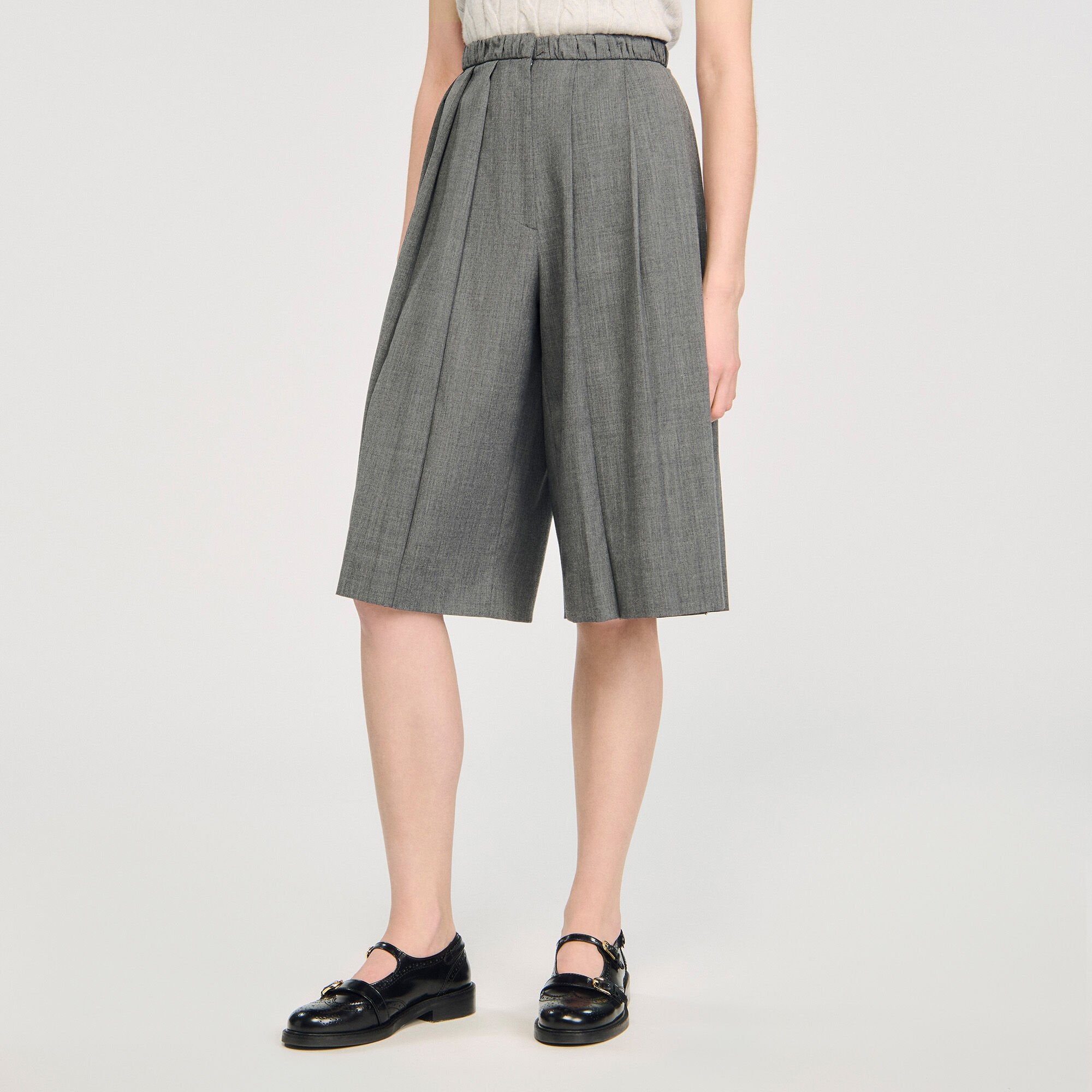 Pleated long shorts Grey Sandro Women