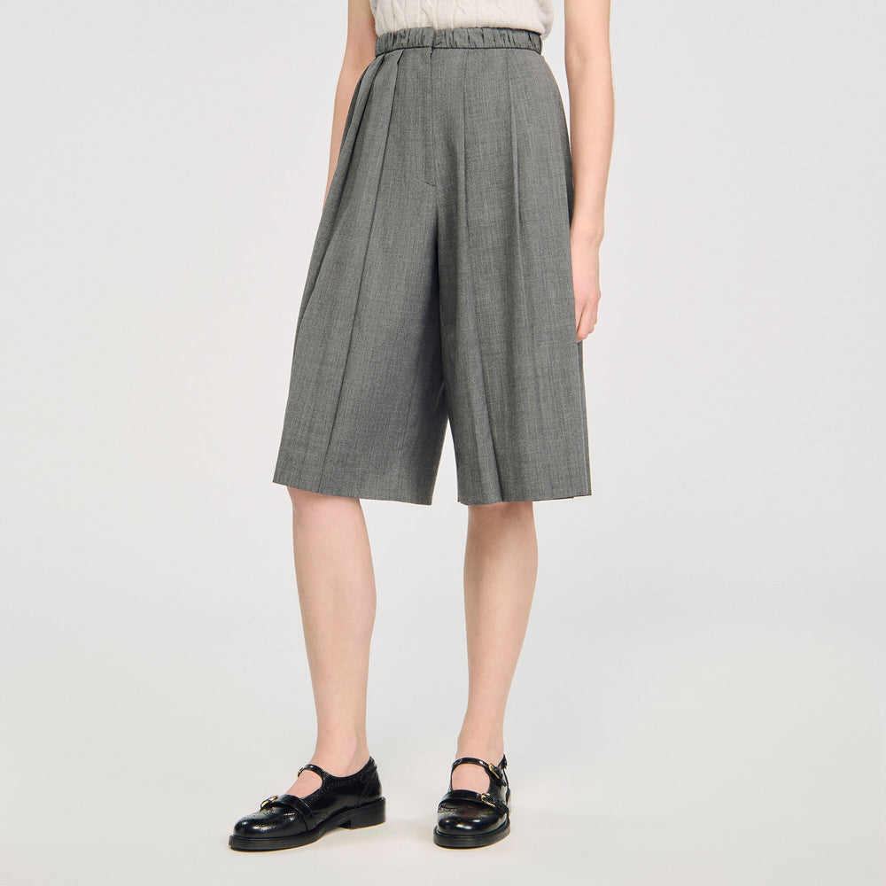 Pleated long shorts Grey Sandro Women