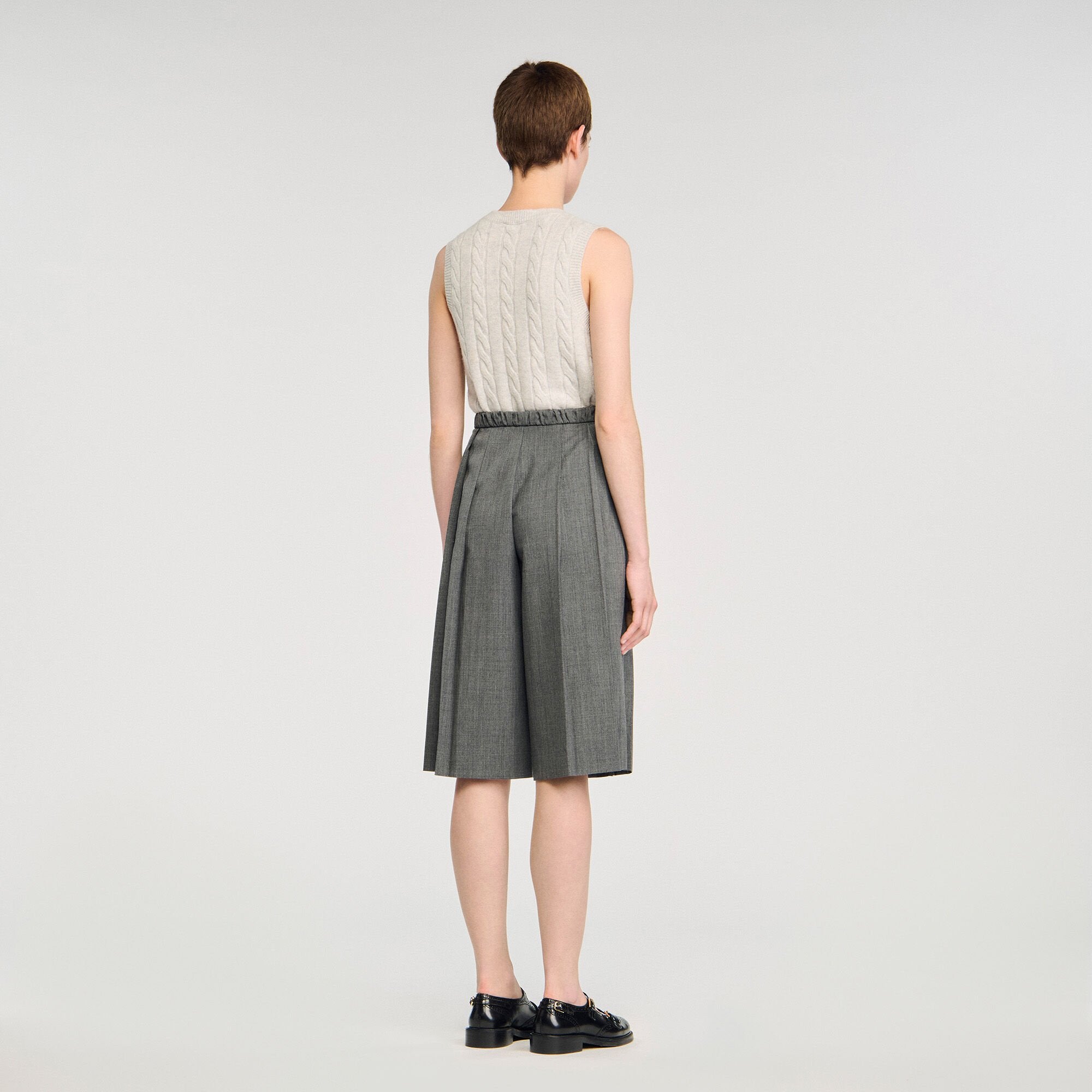 Pleated long shorts Grey Sandro Women