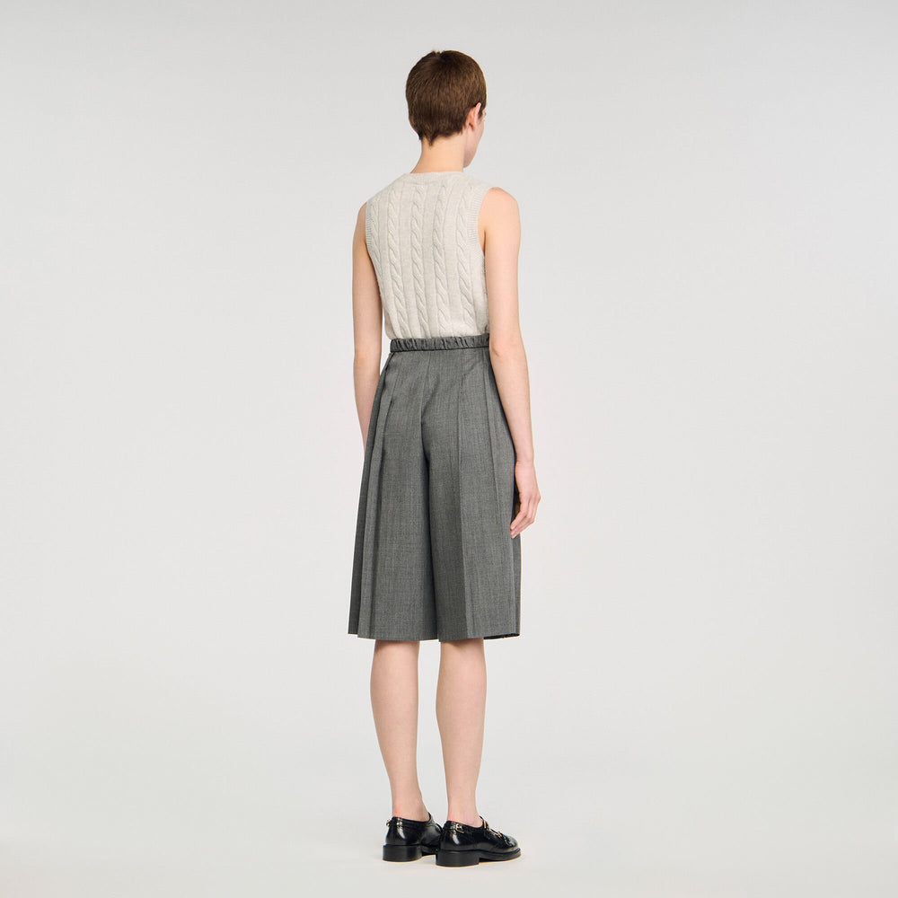 Pleated long shorts Grey Sandro Women