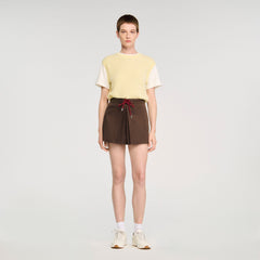 Drawstring pleated skort Brown Sandro Women