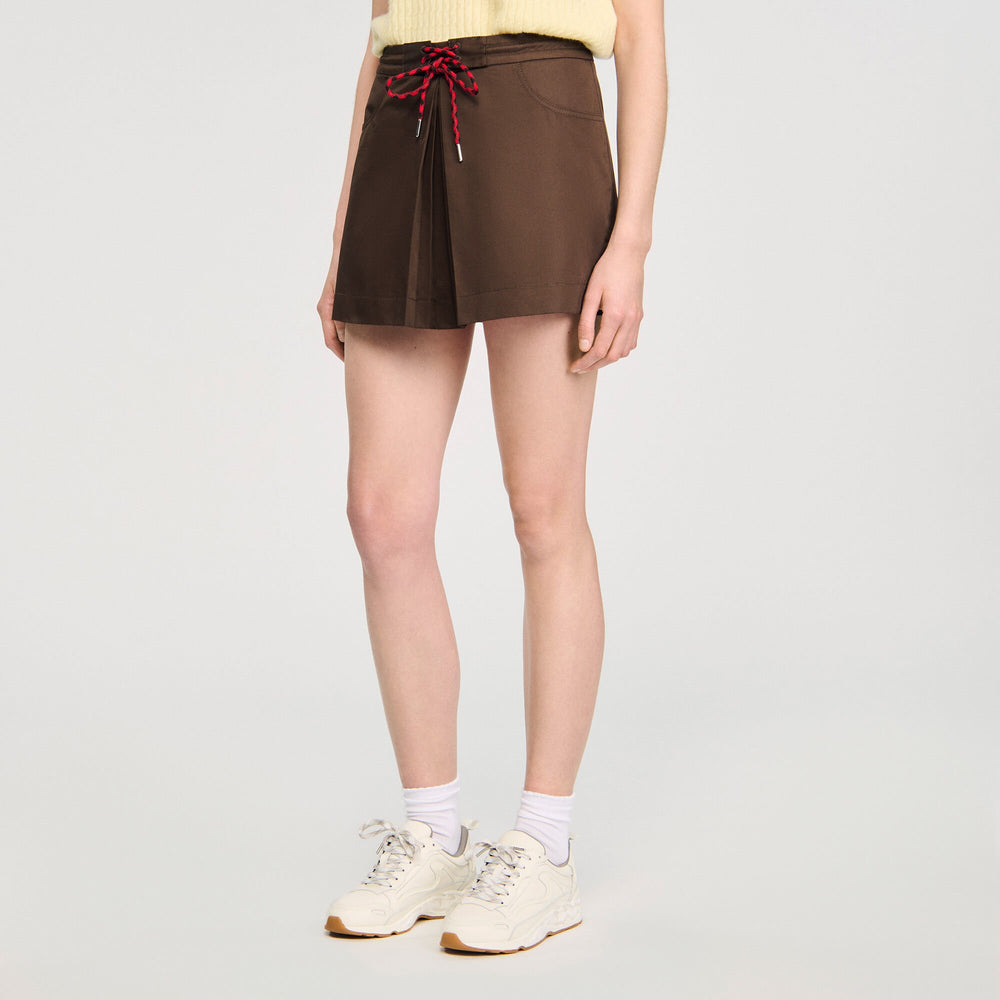 Drawstring pleated skort Brown Sandro Women