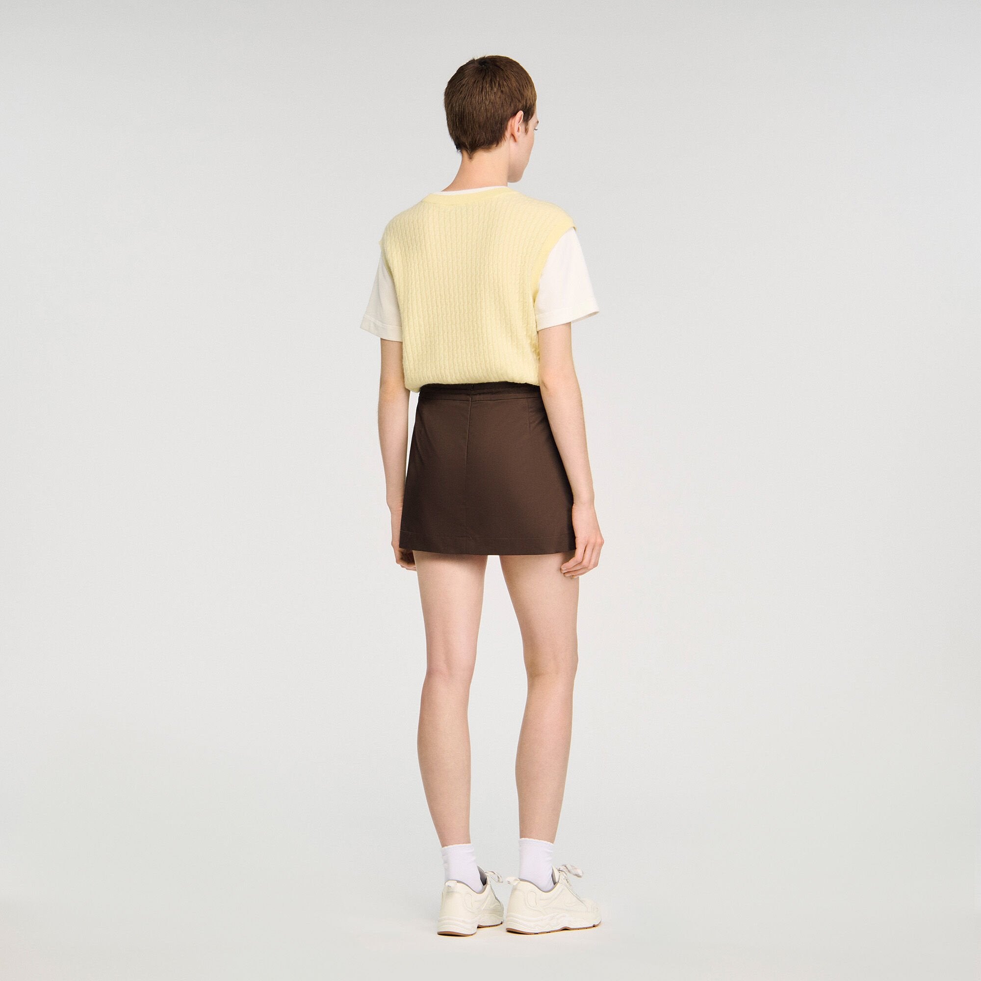 Drawstring pleated skort Brown Sandro Women