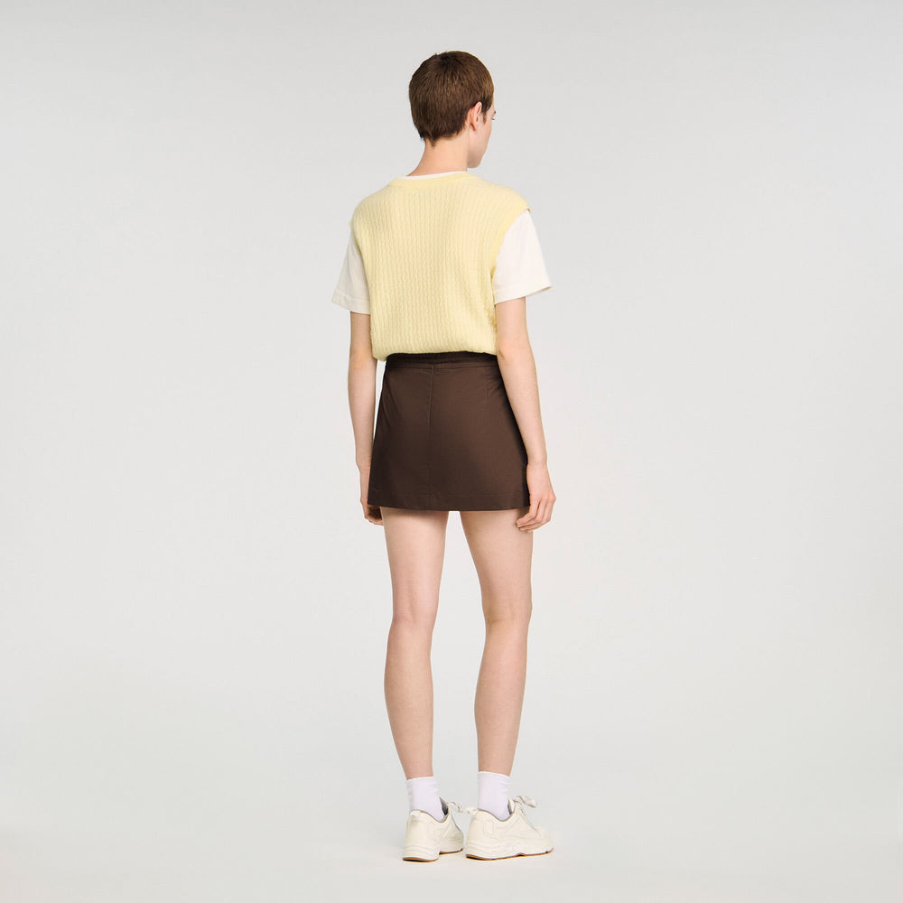 Drawstring pleated skort Brown Sandro Women