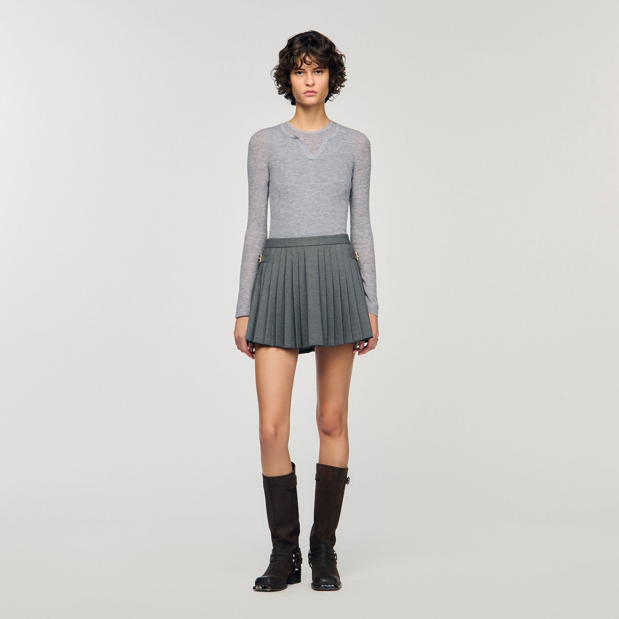 Pleated skort Grey Sandro Women