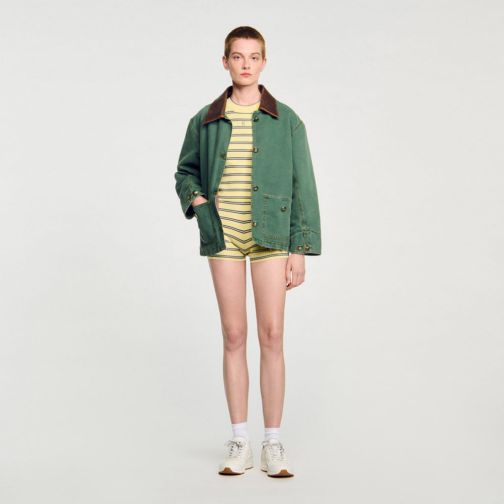 Striped knit shorts Light Yellow Sandro Women