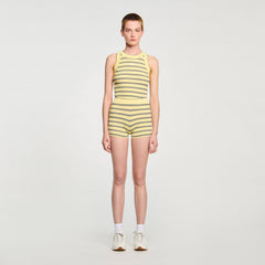 Striped knit shorts Light Yellow Sandro Women
