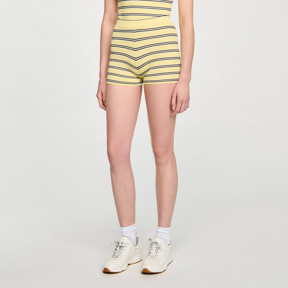 Striped knit shorts Light Yellow Sandro Women