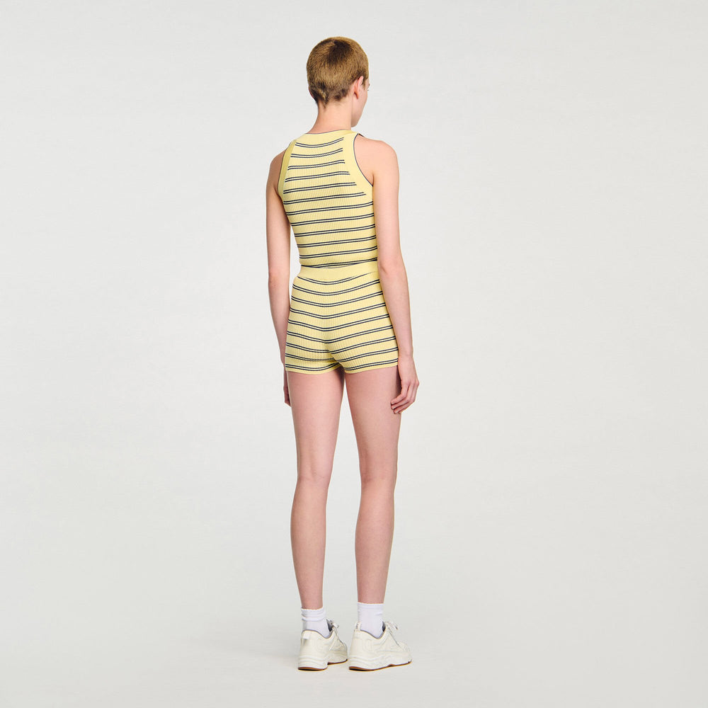 Striped knit shorts Light Yellow Sandro Women