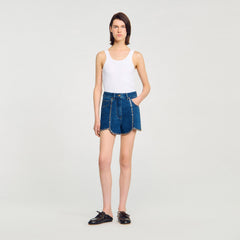 Rhinestone denim shorts Blue Jean Sandro Women
