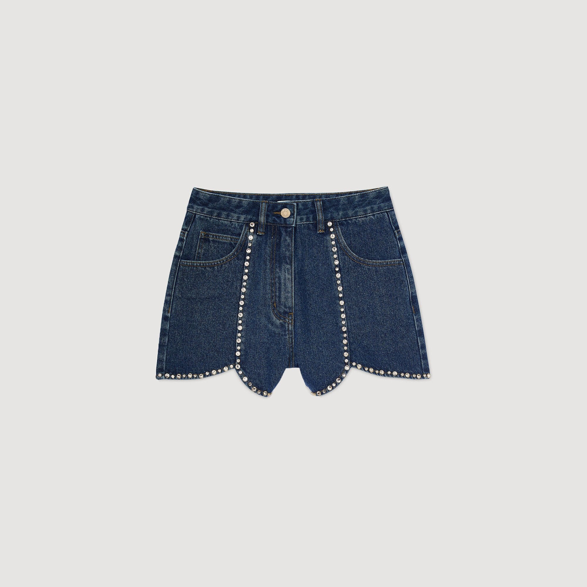 Rhinestone denim shorts Blue Jean Sandro Women