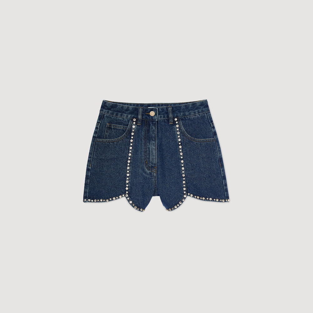 Rhinestone denim shorts Blue Jean Sandro Women