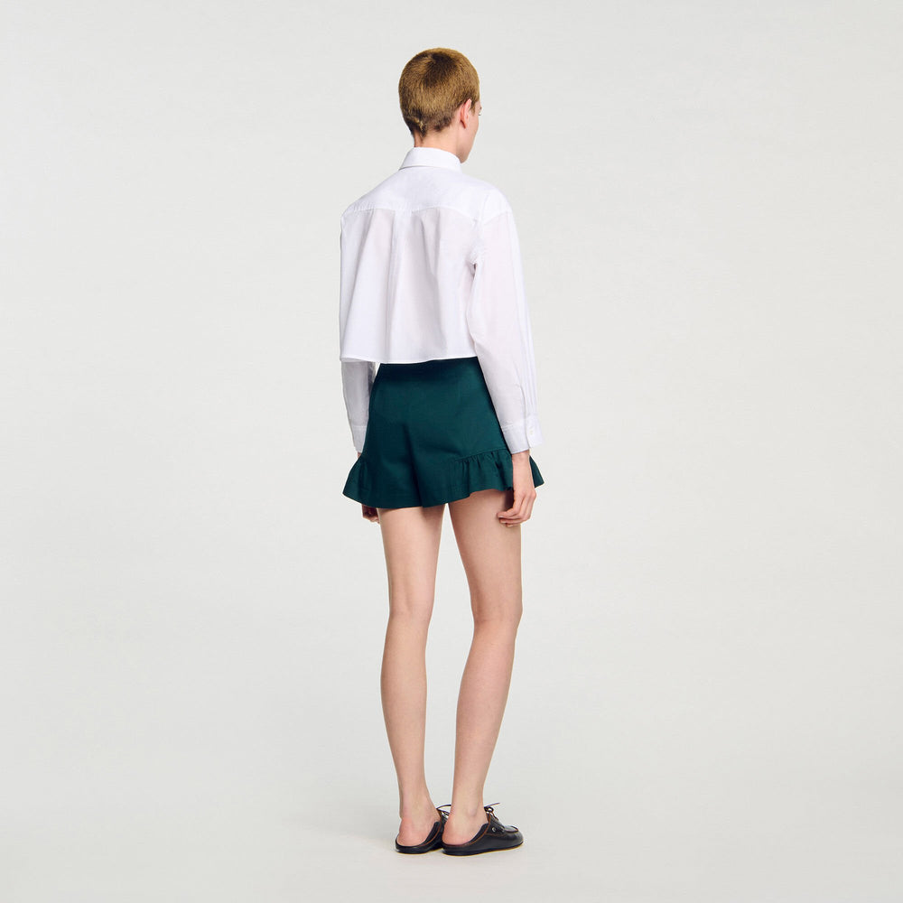 Flared ruffled shorts Bottle Green Sandro Women