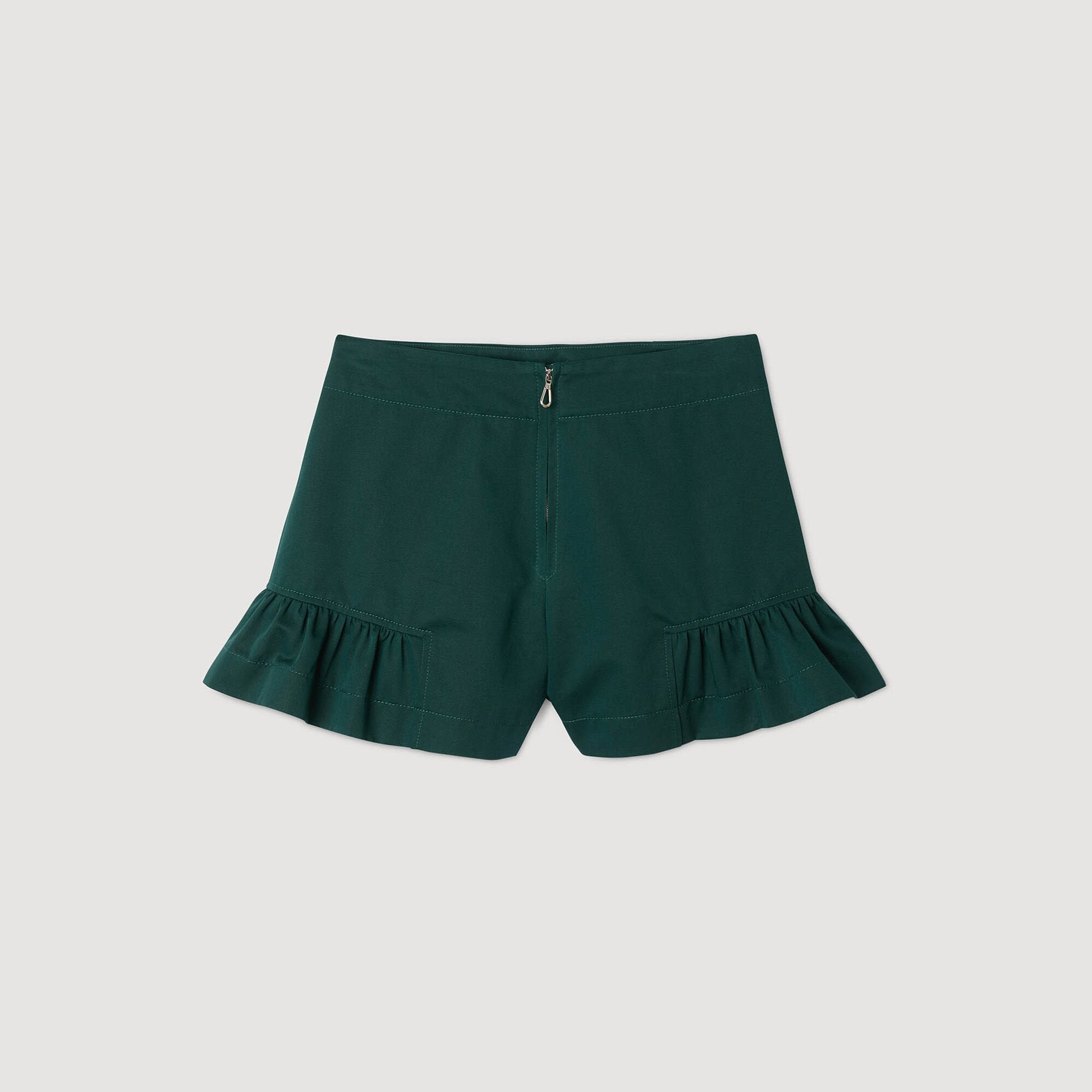 Flared ruffled shorts Bottle Green Sandro Women