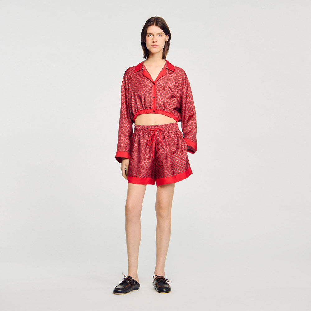 Scarf print shorts Red / Pink Sandro Women