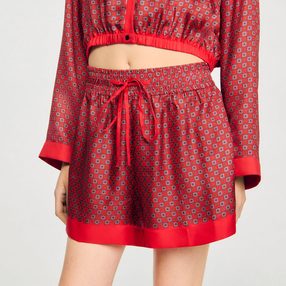 Scarf print shorts Red / Pink Sandro Women