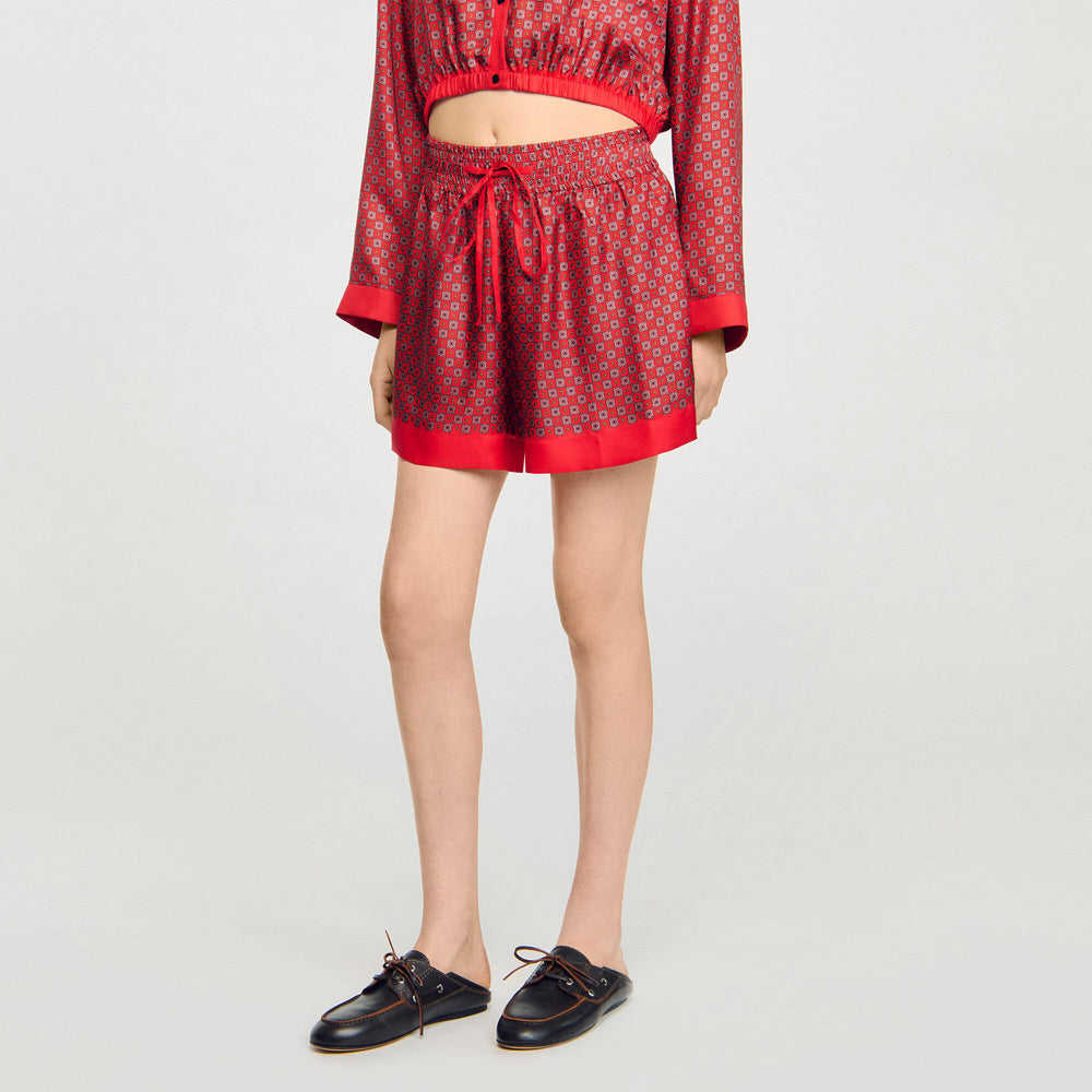 Scarf print shorts Red / Pink Sandro Women