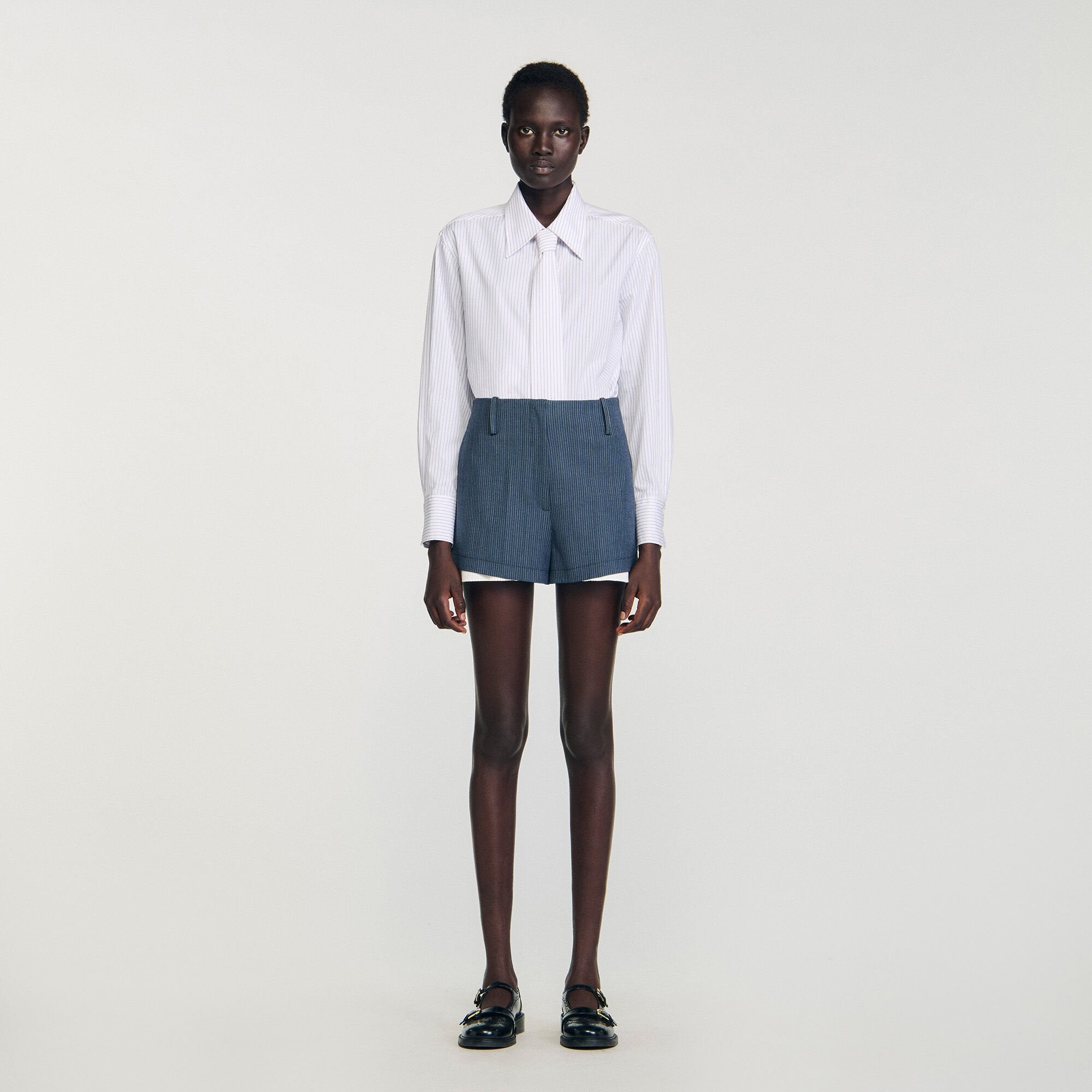 Striped layered shorts Blue Sandro Women