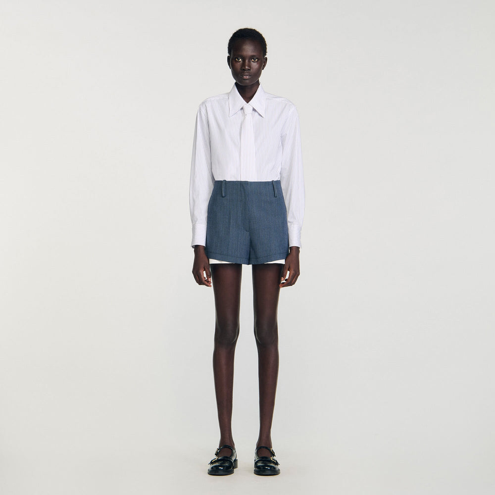 Striped layered shorts Blue Sandro Women