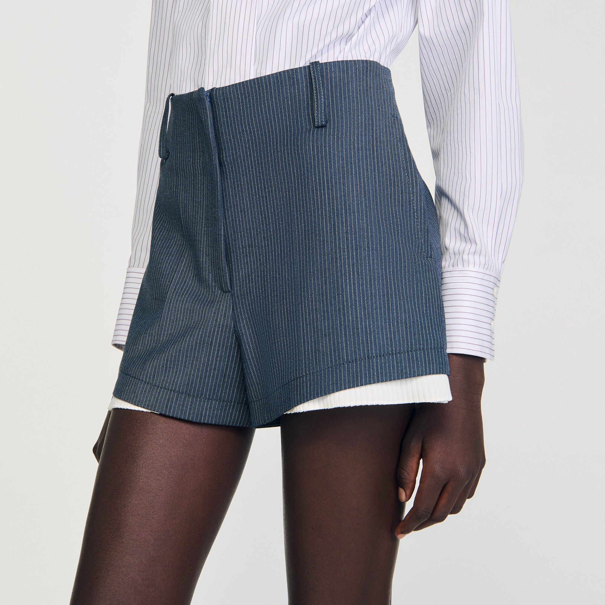 Striped layered shorts Blue Sandro Women