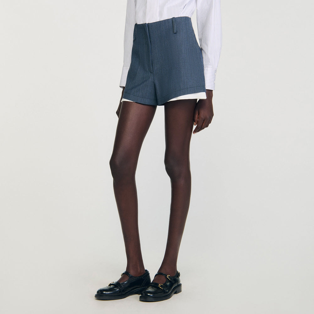 Striped layered shorts Blue Sandro Women