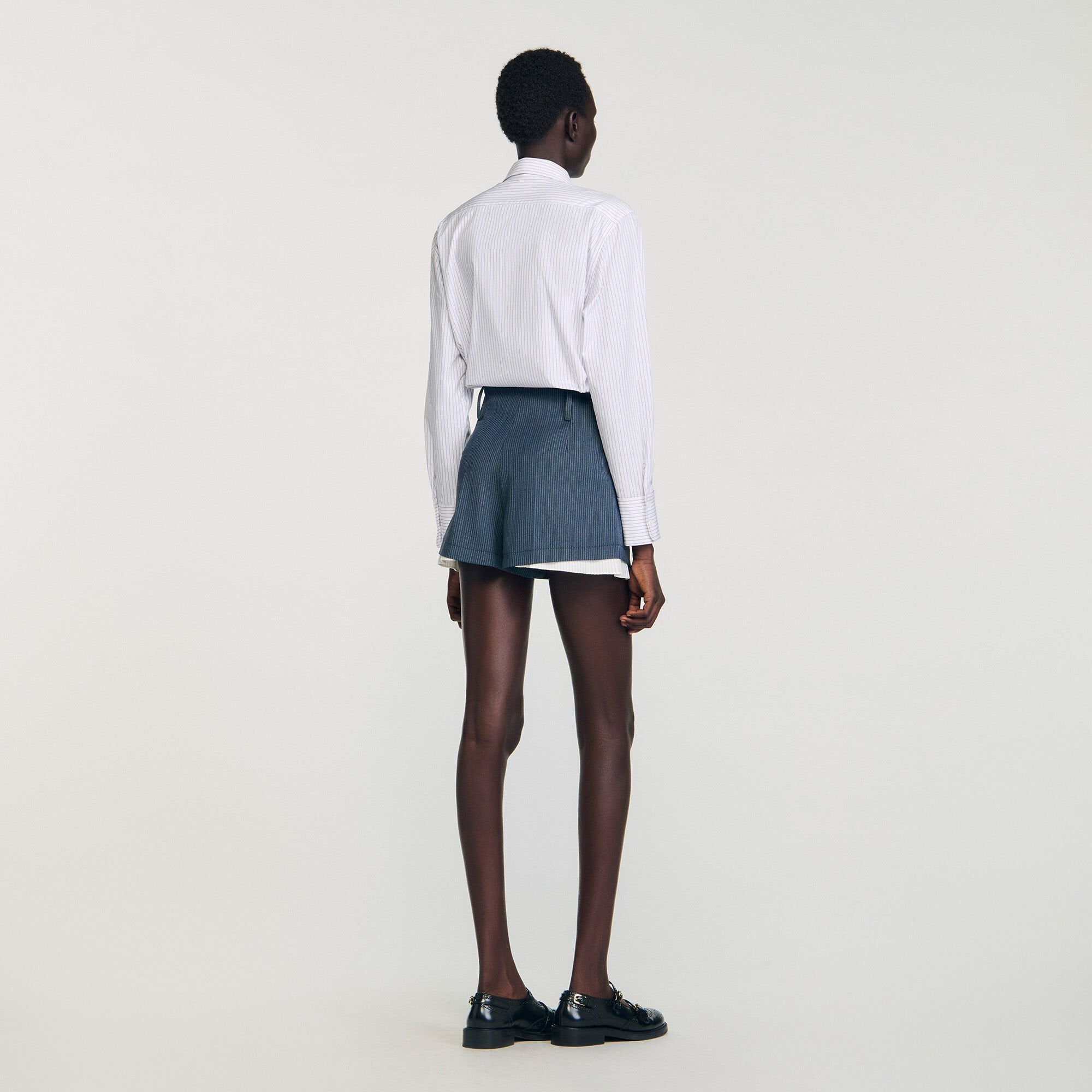 Striped layered shorts Blue Sandro Women