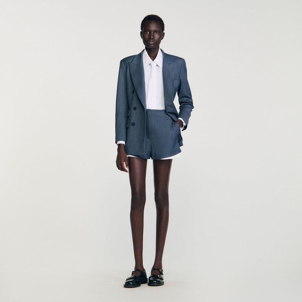 Striped layered shorts Blue Sandro Women