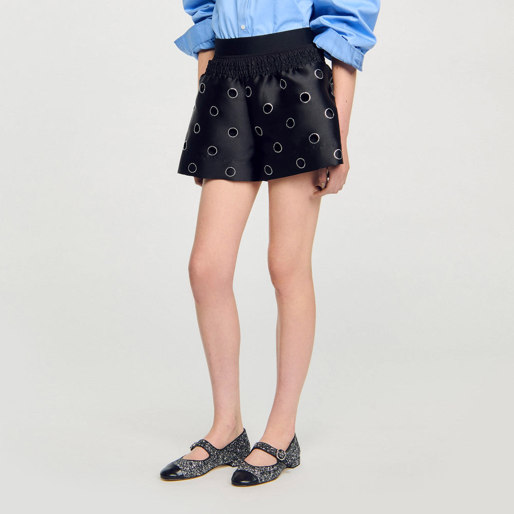 Rhinestone shorts Black Sandro Women