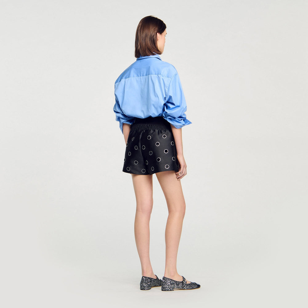 Rhinestone shorts Black Sandro Women