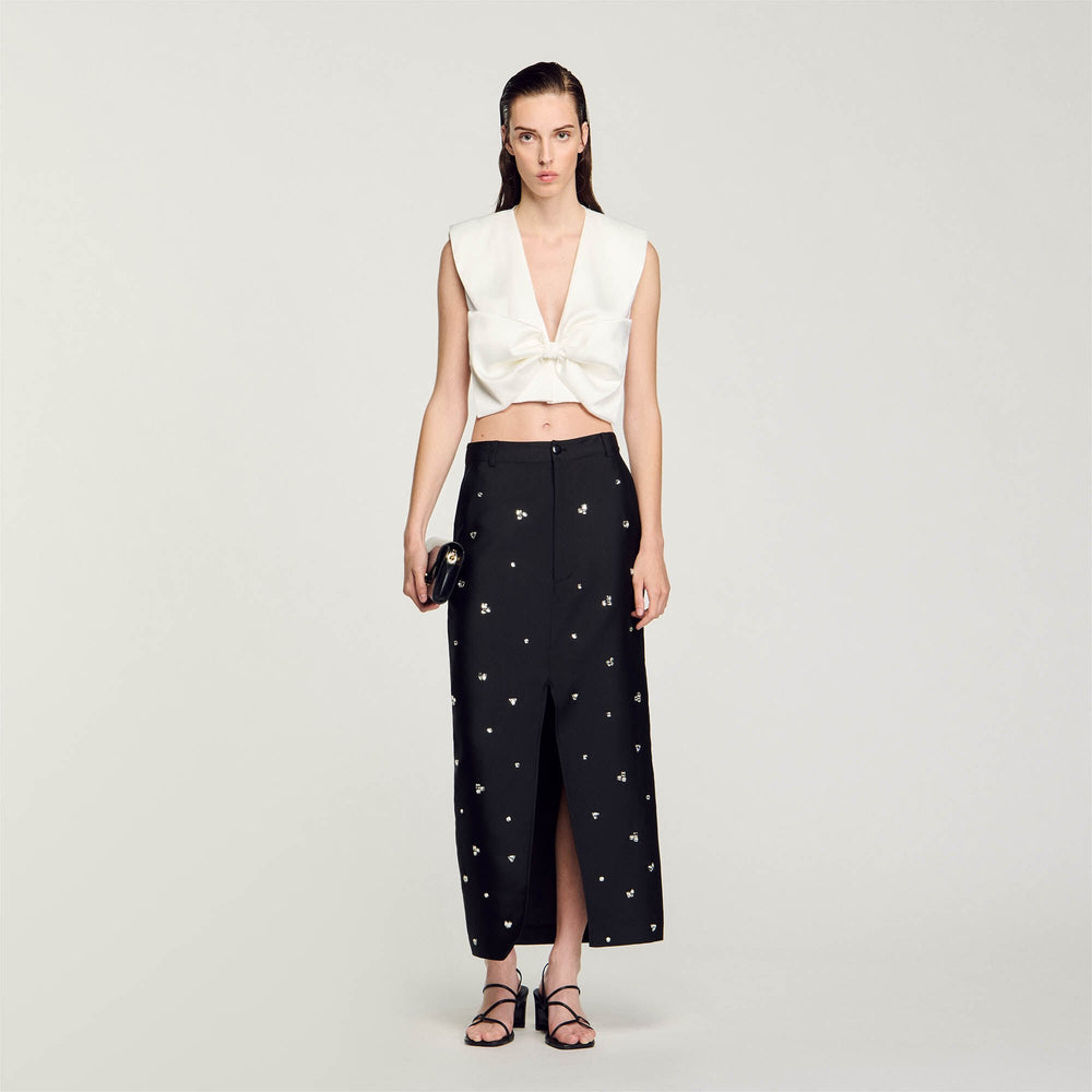 Satin-effect crop top White Sandro Women