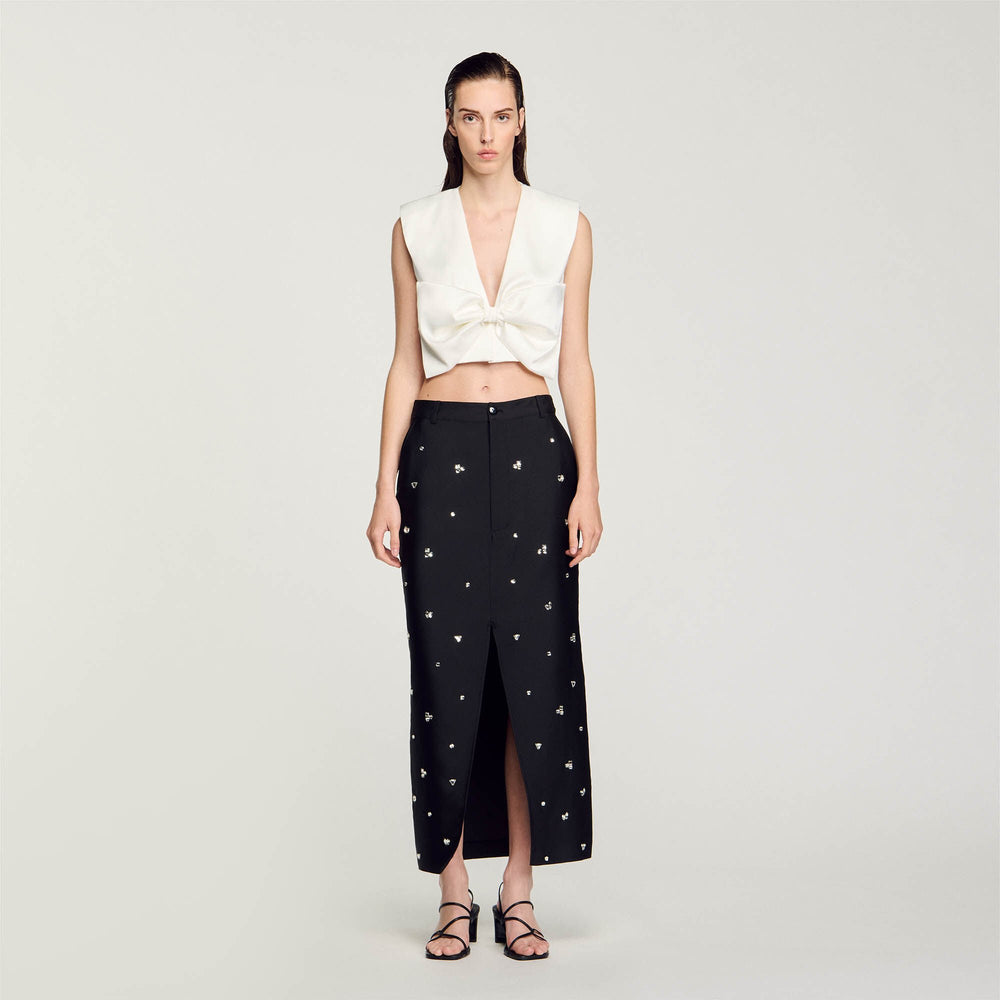 Satin-effect crop top White Sandro Women
