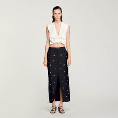Satin-effect crop top White Sandro Women