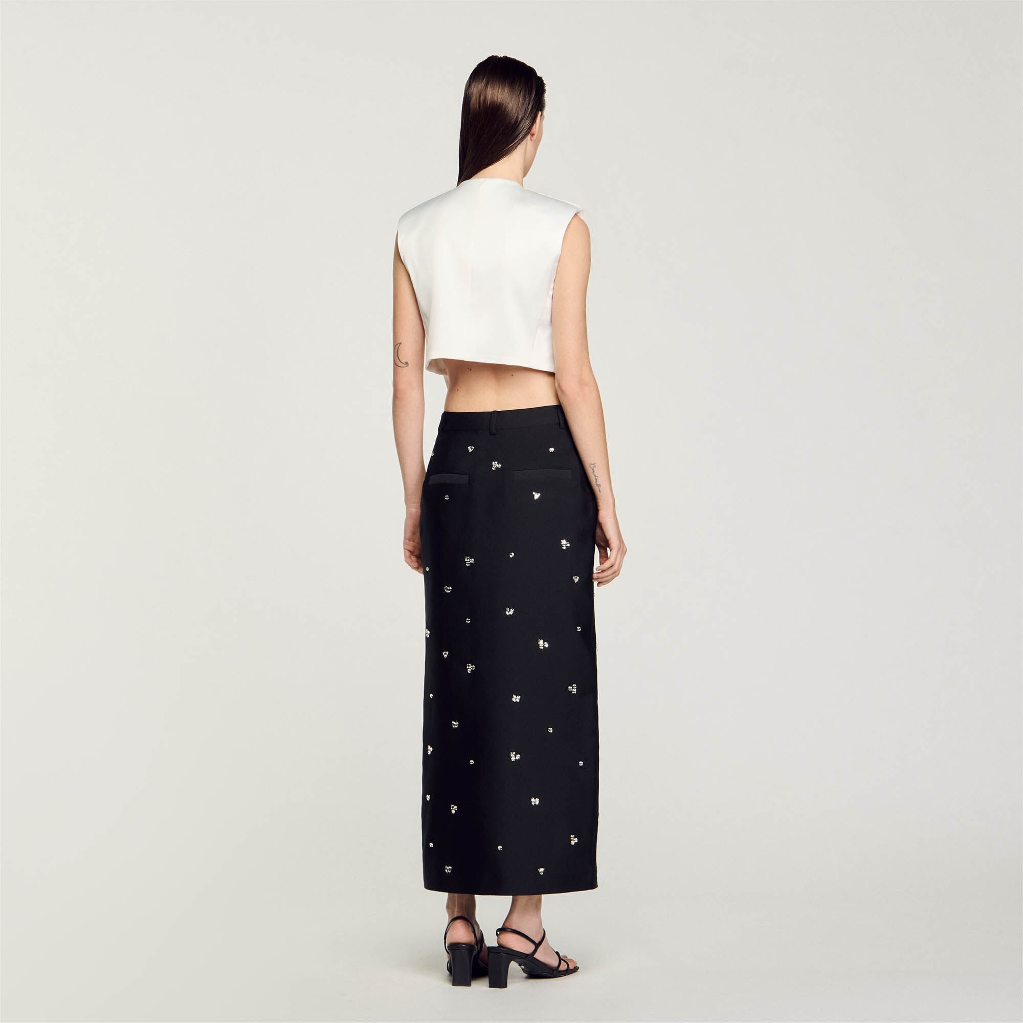 Satin-effect crop top White Sandro Women