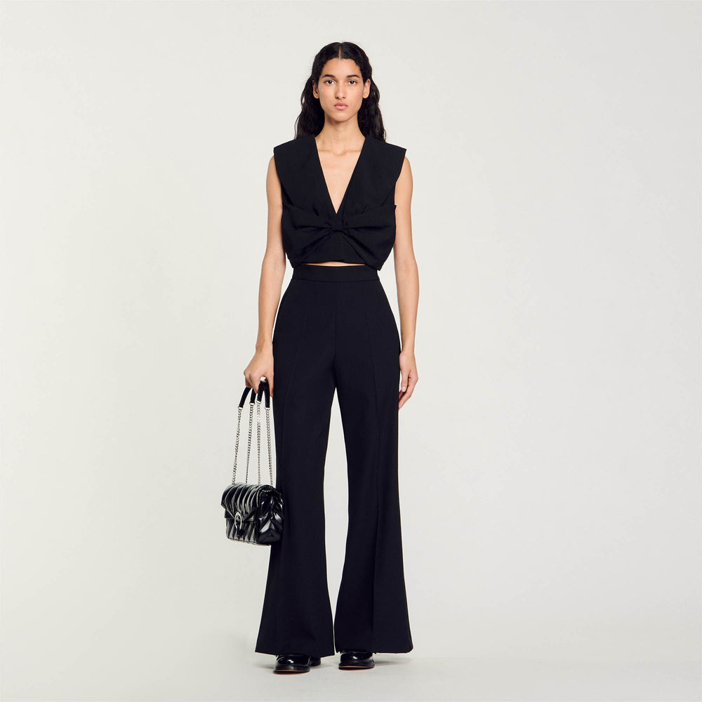 Satin-effect crop top Black Sandro Women