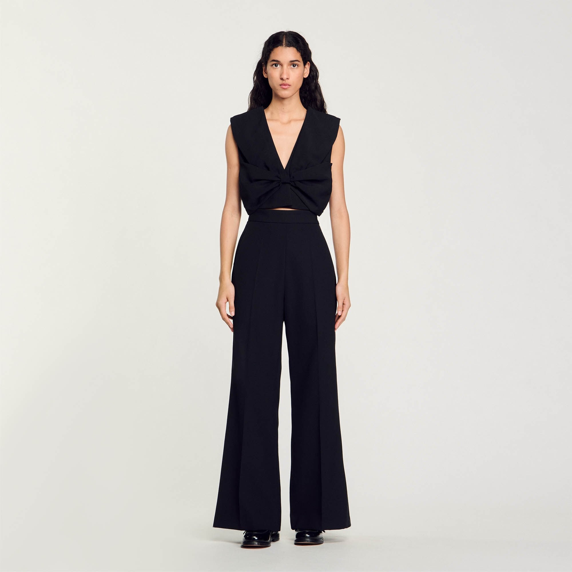 Satin-effect crop top Black Sandro Women