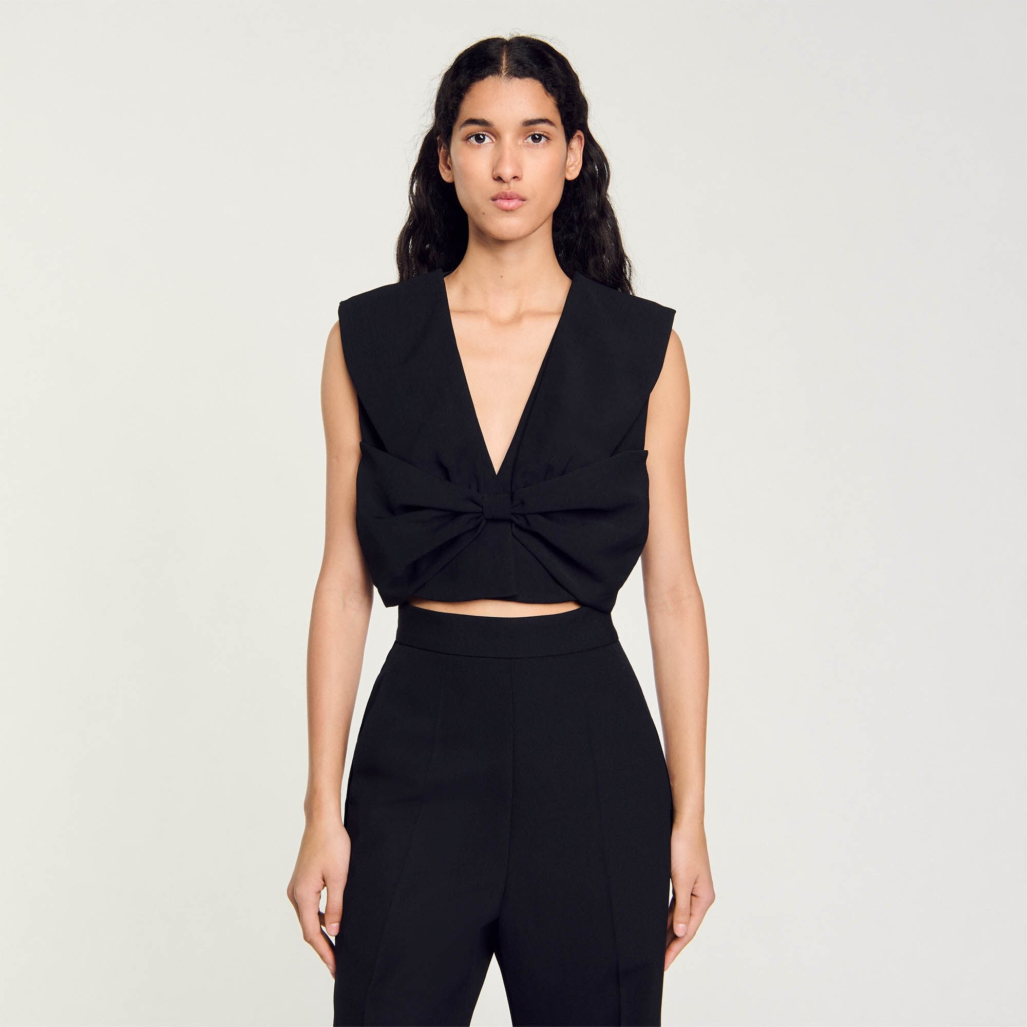 Satin-effect crop top Black Sandro Women