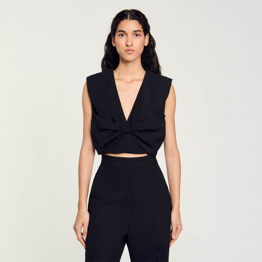 Satin-effect crop top Black Sandro Women