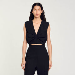 Satin-effect crop top Black Sandro Women