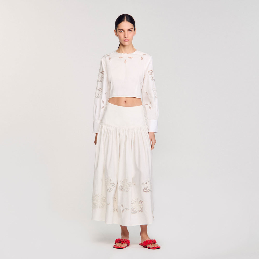 Poplin crop top Ecru Sandro Women