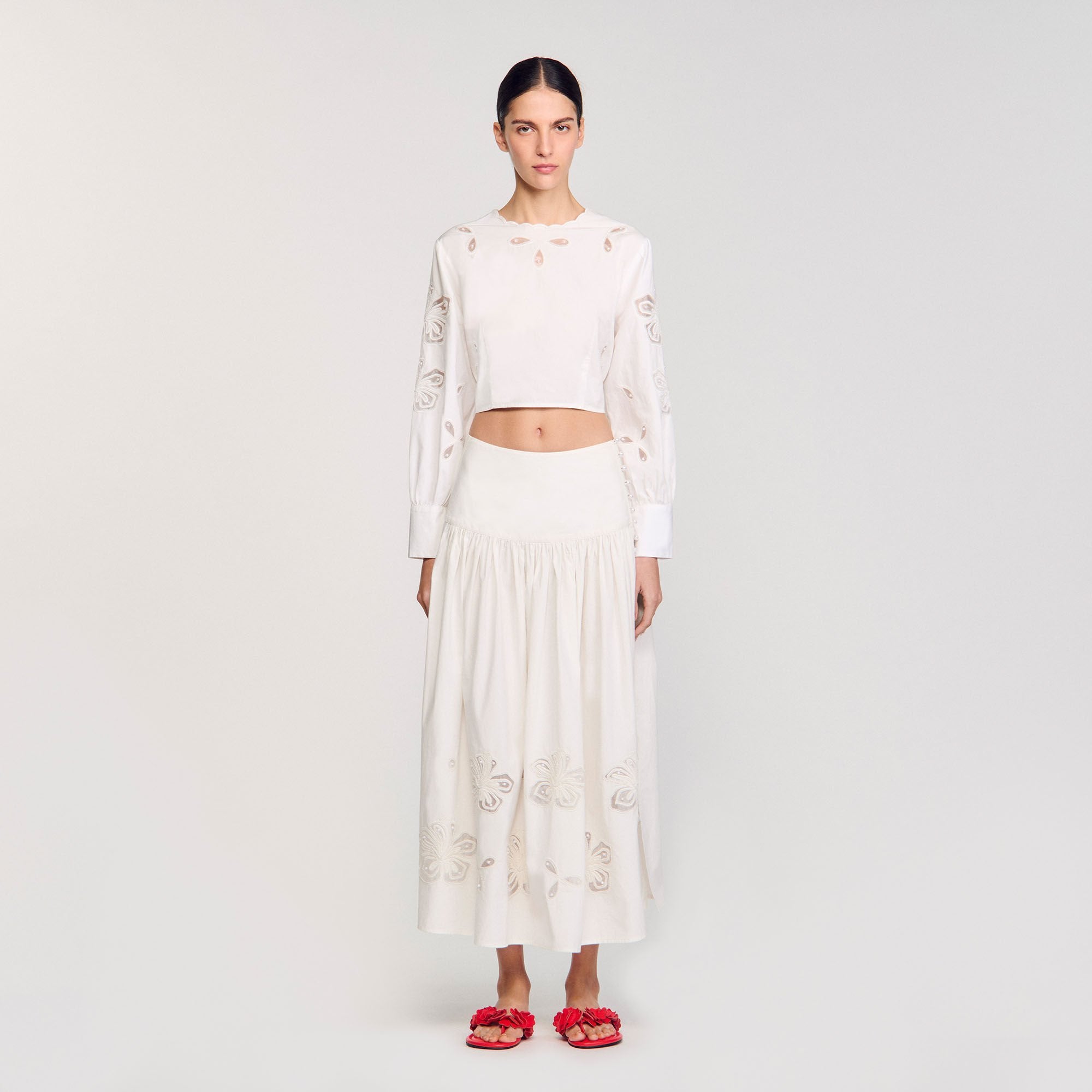 Poplin crop top Ecru Sandro Women