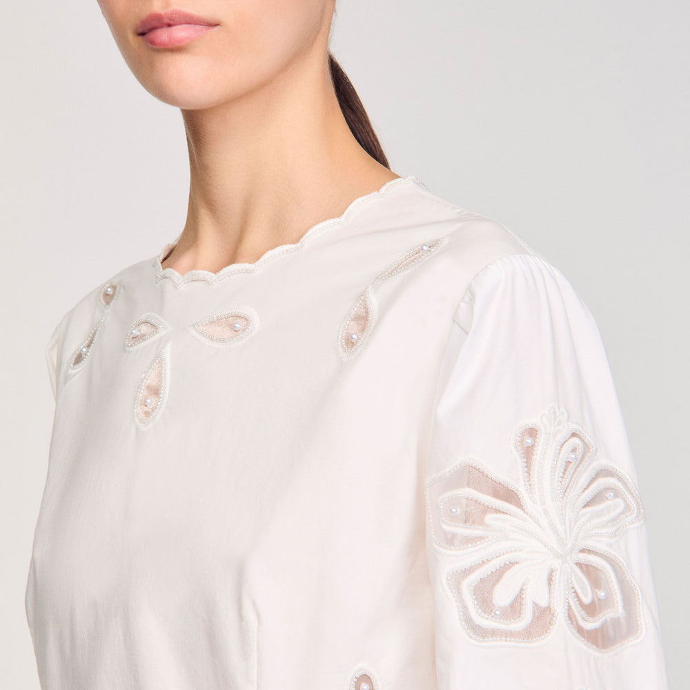 Poplin crop top Ecru Sandro Women