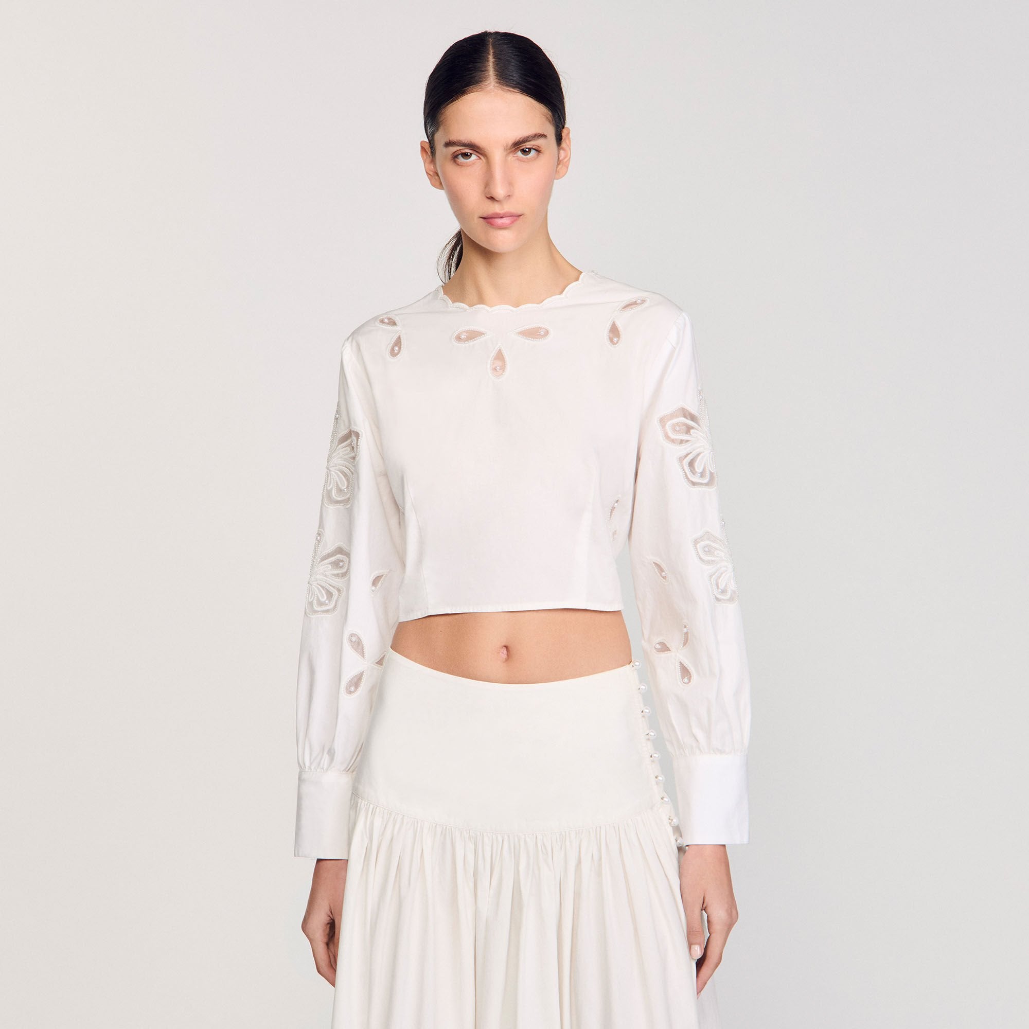 Poplin crop top Ecru Sandro Women