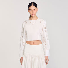 Poplin crop top Ecru Sandro Women