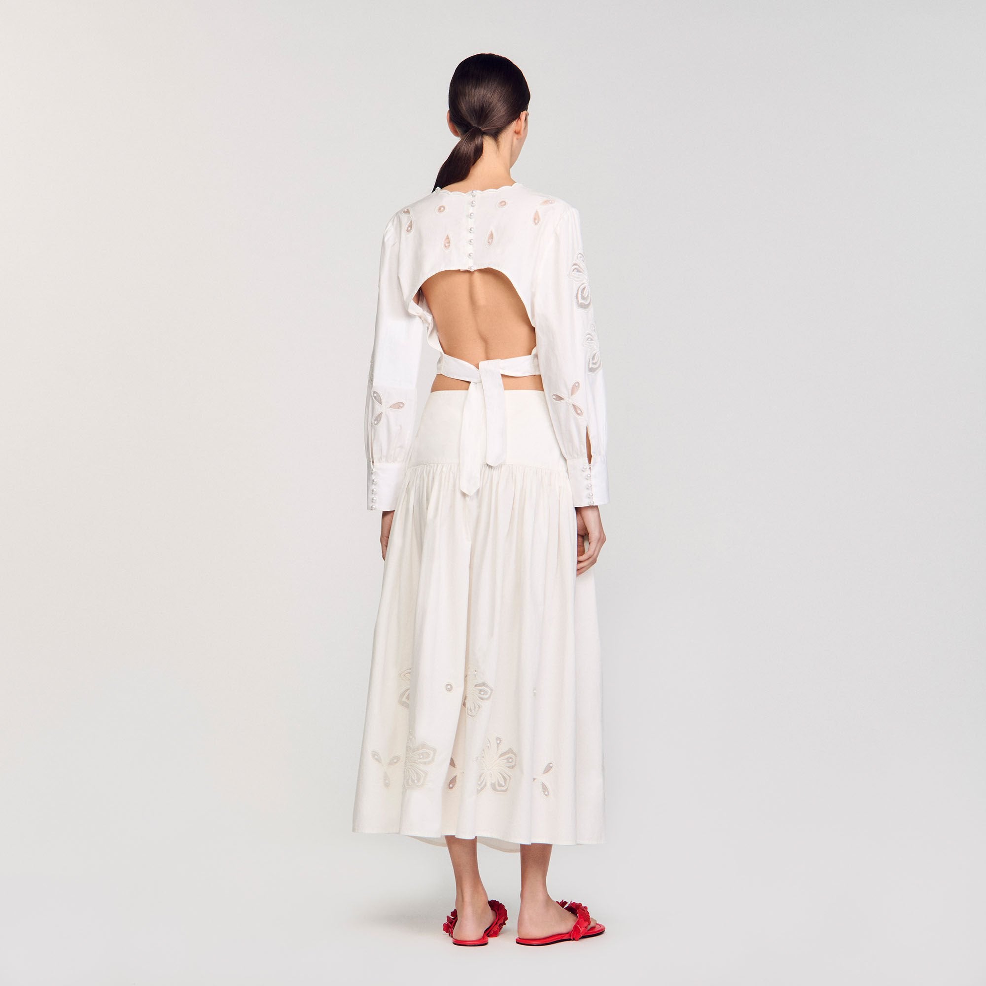 Poplin crop top Ecru Sandro Women