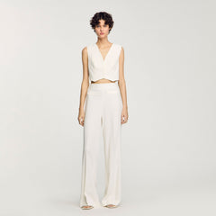 Sequin cropped jacket Ecru Sandro Women