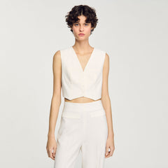 Sequin cropped jacket Ecru Sandro Women