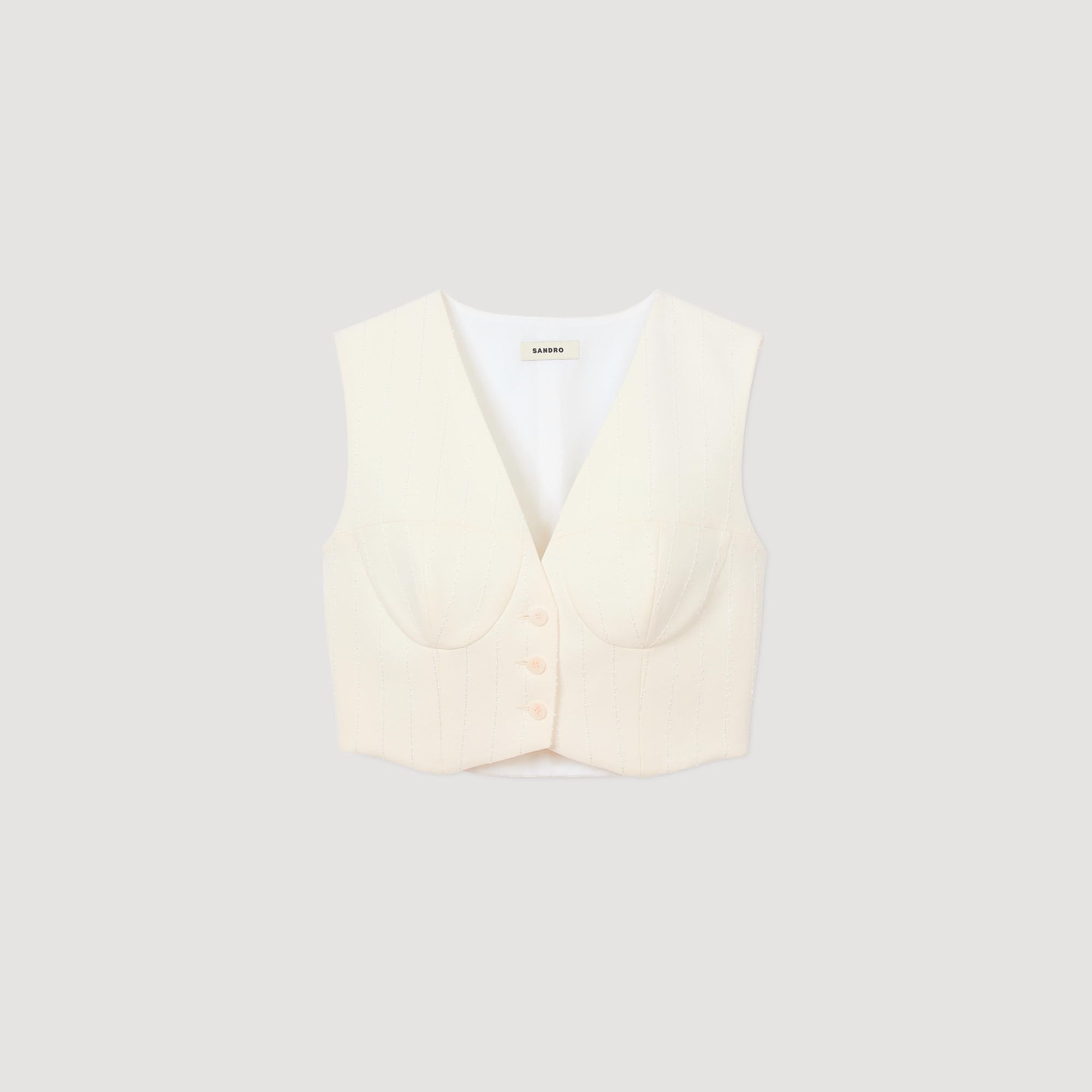 Sequin cropped jacket Ecru Sandro Women
