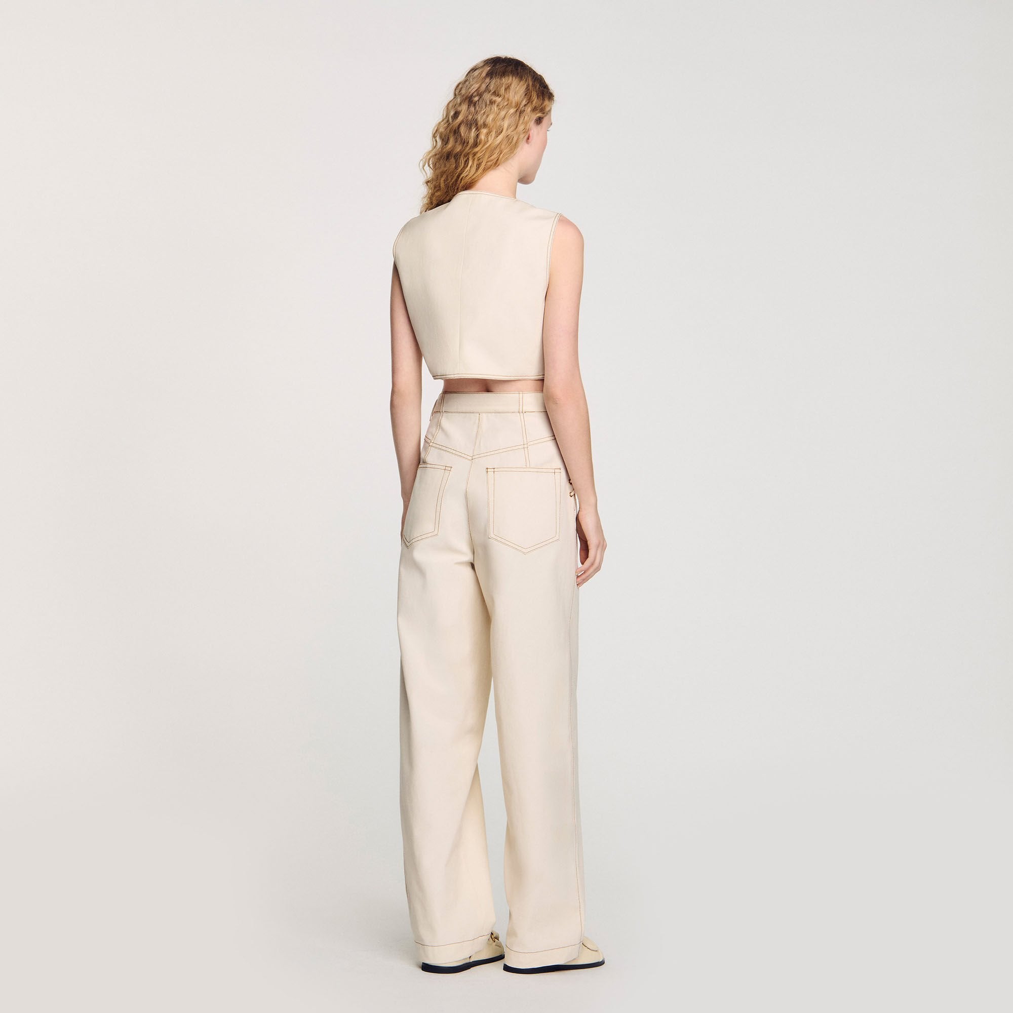 Denim cropped jacket Sand Sandro Women