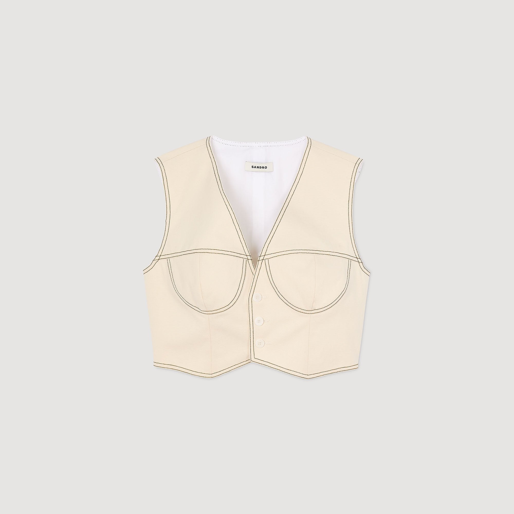 Denim cropped jacket Sand Sandro Women