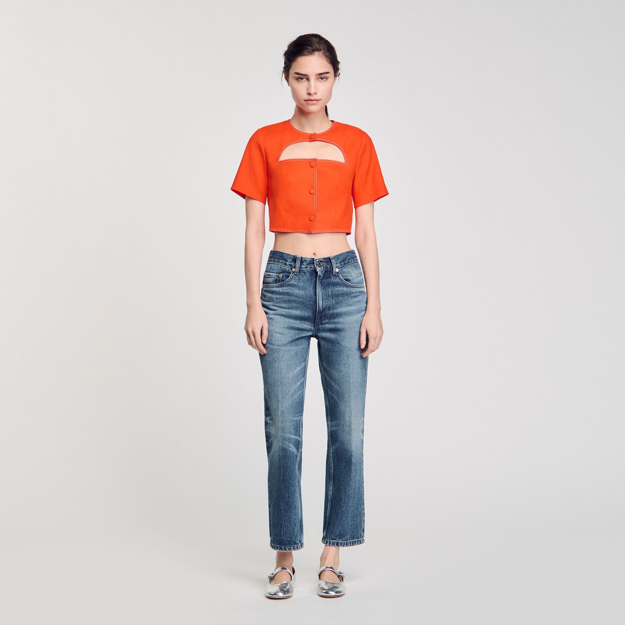 Crop top with cutout design Orange Sandro Women